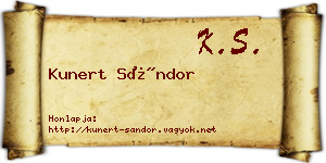 Kunert Sándor névjegykártya